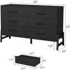 Commode en rotin à 6 tiroirs GustoWave avec station de charge, meuble de rangement pour chambre, salon, couloir, chevet