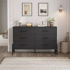Commode en rotin à 6 tiroirs GustoWave avec station de charge, meuble de rangement pour chambre, salon, couloir, chevet
