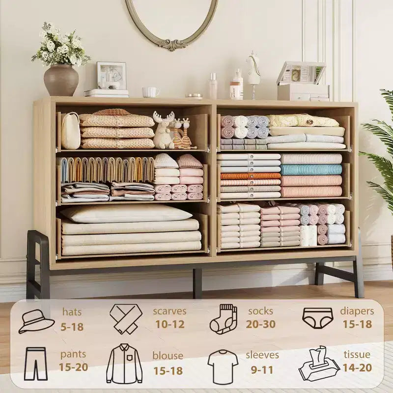 Commode en rotin à 6 tiroirs GustoWave avec station de charge, meuble de rangement pour chambre, salon, couloir, chevet