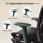 Chaise de bureau ergonomique en maille GALAXHERO, dossier haut inclinable, avec repose-pieds rétractable, support lombaire réglable et fonction d'inclinaison, noire