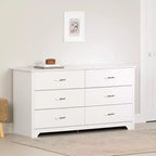 HomeStock Commode horizontale en panneaux de particules de 17,15 cm de hauteur avec 6 tiroirs, finition blanche