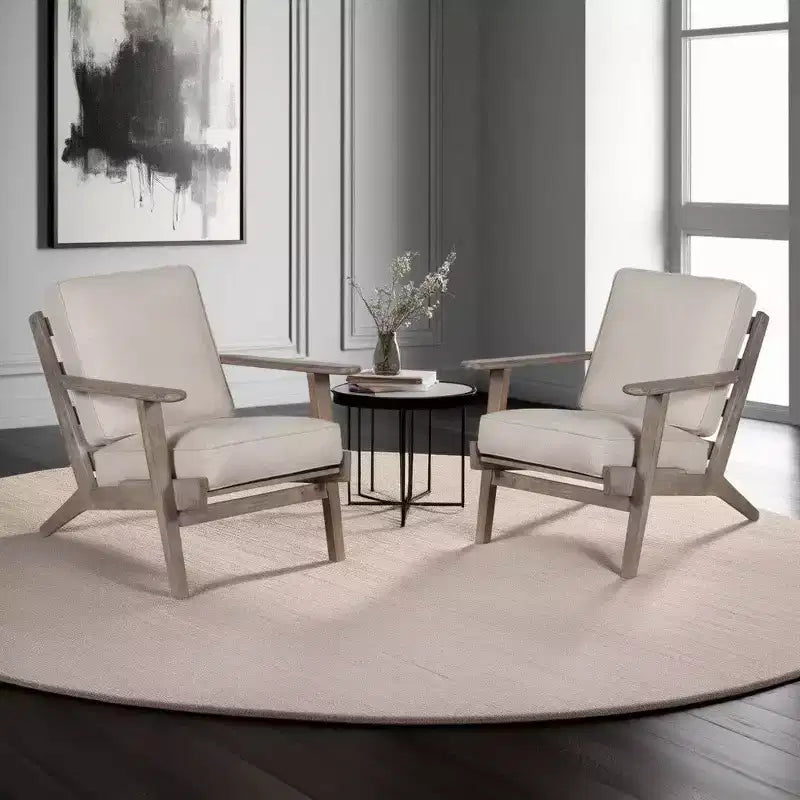 Fauteuil d'appoint Royal Hampton en bois de manguier fait main avec assise rembourrée et pieds inclinés