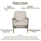 Fauteuil d'appoint Royal Hampton en bois de manguier fait main avec assise rembourrée et pieds inclinés