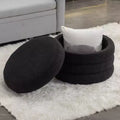 Okak Banc ottoman de rangement rond moderne, Chaise de vanité, Tabouret repose-pieds rembourré en velours doux avec étagère en bois pour canapé, chambre, entrée