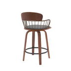 Chaise de bar pivotante à dossier bas en similicuir gris et bois marron HomeRoots 26, hauteur comptoir