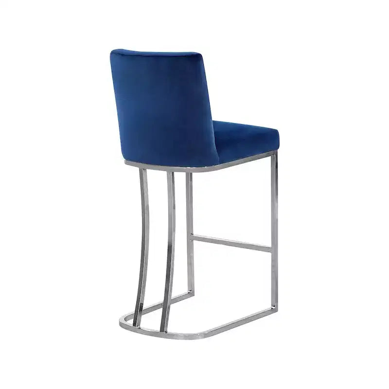 Meridian Furniture, Tabouret en velours bleu marine Heidi