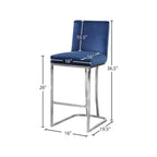 Meridian Furniture, Tabouret en velours bleu marine Heidi