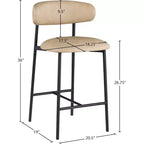 Meridian Furniture, Tabouret de comptoir Lupita en cuir végétalien tanné, lot de 2