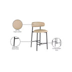 Meridian Furniture, Tabouret de comptoir Lupita en cuir végétalien tanné, lot de 2