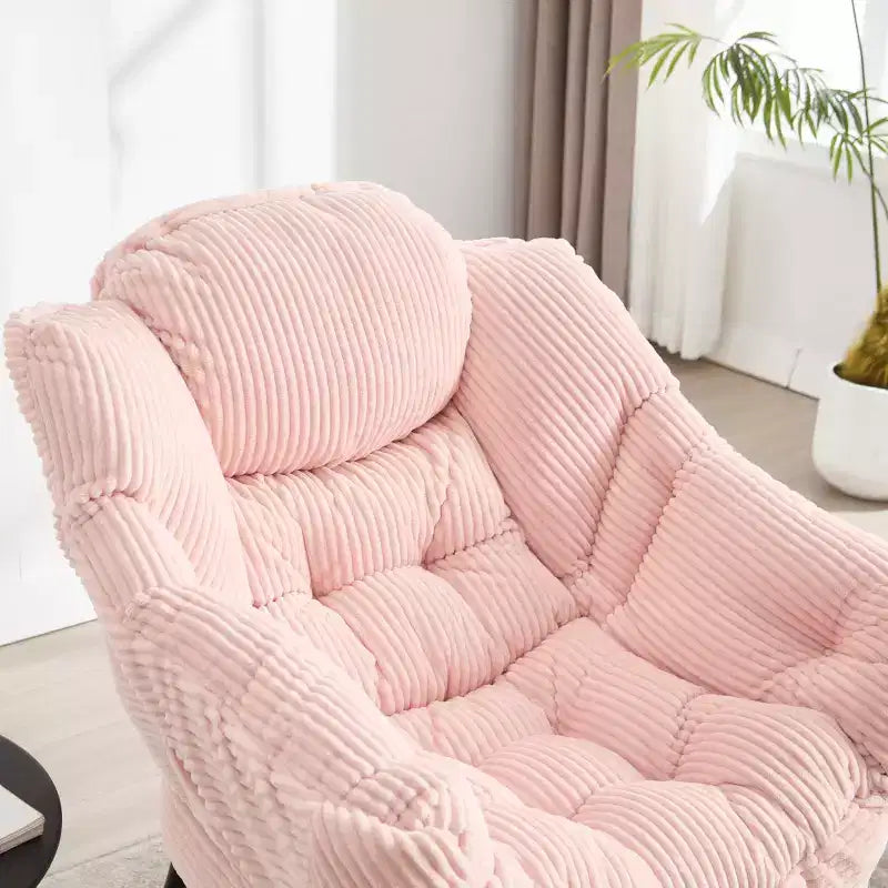 Fauteuil de salon moderne Zeus et Ruta rembourré avec accoudoirs, poche latérale et pouf assorti