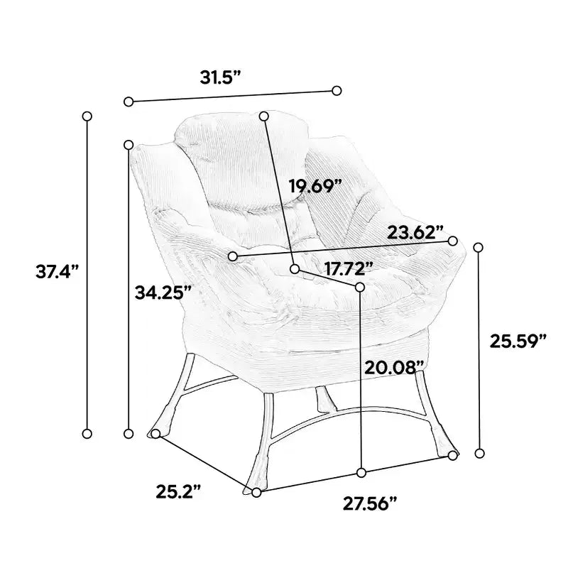 Fauteuil de salon moderne Zeus et Ruta rembourré avec accoudoirs, poche latérale et pouf assorti