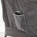 Fauteuil de salon moderne Zeus et Ruta rembourré avec accoudoirs, poche latérale et pouf assorti