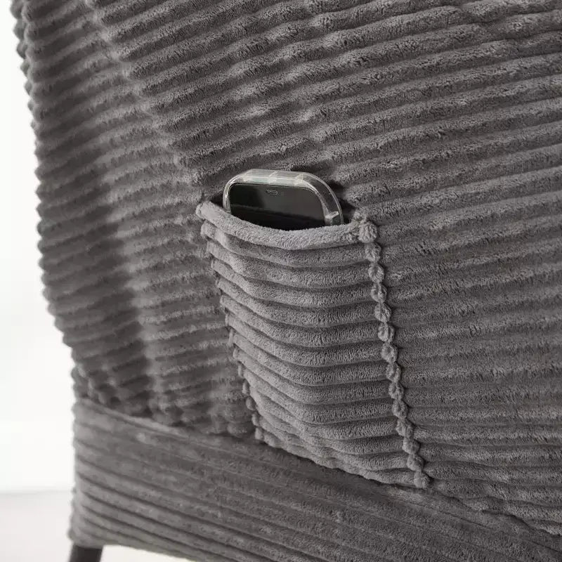 Fauteuil de salon moderne Zeus et Ruta rembourré avec accoudoirs, poche latérale et pouf assorti
