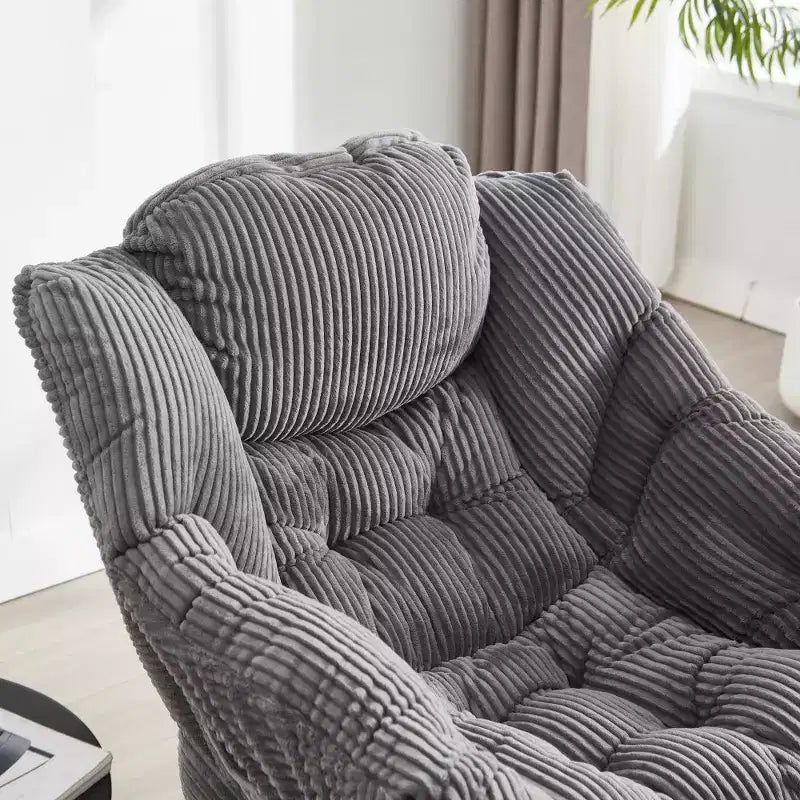 Fauteuil de salon moderne Zeus et Ruta rembourré avec accoudoirs, poche latérale et pouf assorti