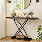 Bekrvio 47.4 Console de ferme – Table d'entrée rustique avec cadre en métal noir | Table de canapé étroite pour salon, couloir, hall d'entrée