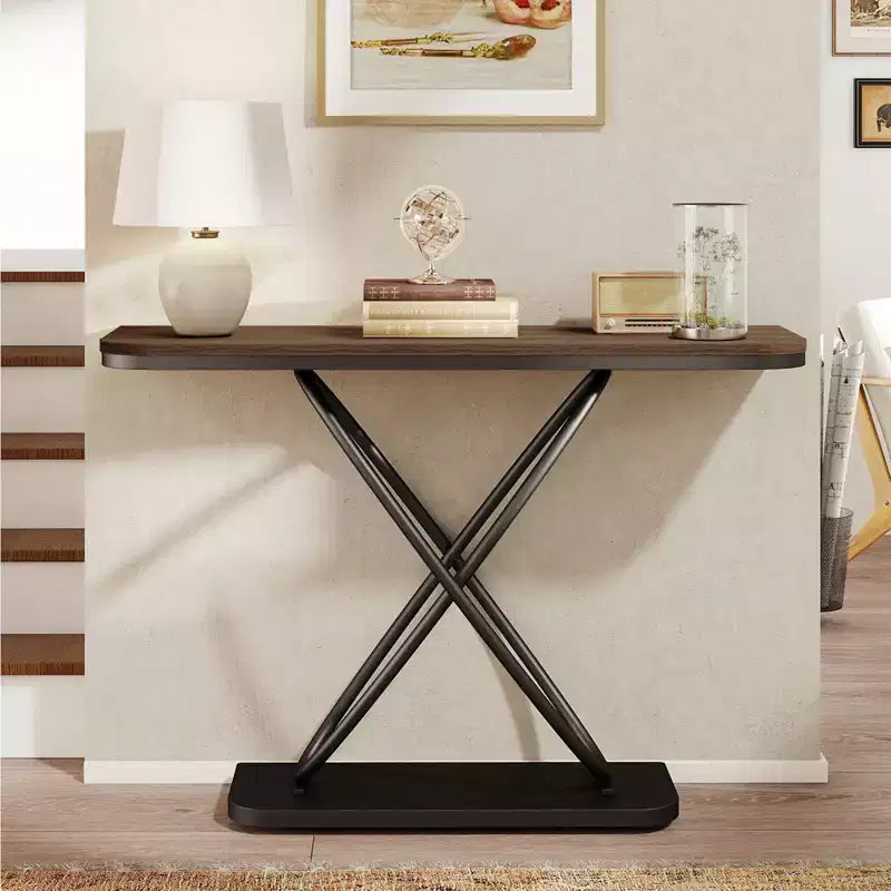 Bekrvio 47.4 Console de ferme – Table d'entrée rustique avec cadre en métal noir | Table de canapé étroite pour salon, couloir, hall d'entrée
