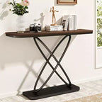 Bekrvio 47.4 Console de ferme – Table d'entrée rustique avec cadre en métal noir | Table de canapé étroite pour salon, couloir, hall d'entrée