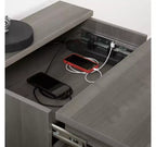 Table de chevet HomeStock avec station de recharge et tiroirs, érable gris Versa
