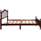 Lit en bois de pin MATEERTY Queen avec pied de lit à panneaux, deux pieds de support de longeron de lit et pieds de support de plateforme centrale, marron