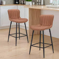 MAYEERTY Brown 2-Pack Faux Leather Counter Bar Stools, Modern Design for Kitchen Islands & Dining Rooms
