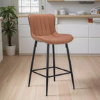 MAYEERTY Lot de 2 tabourets de bar en similicuir marron, design moderne pour îlots de cuisine et salles à manger