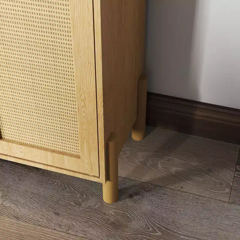 GDFStudio Malphite Meuble de rangement de style Mid-Century Modern 60 cm avec portes en rotin tissé et étagères réglables
