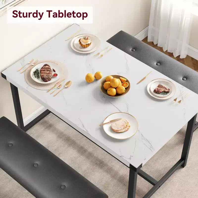 Ensemble de salle à manger 3 pièces, avec 2 bancs rembourrés