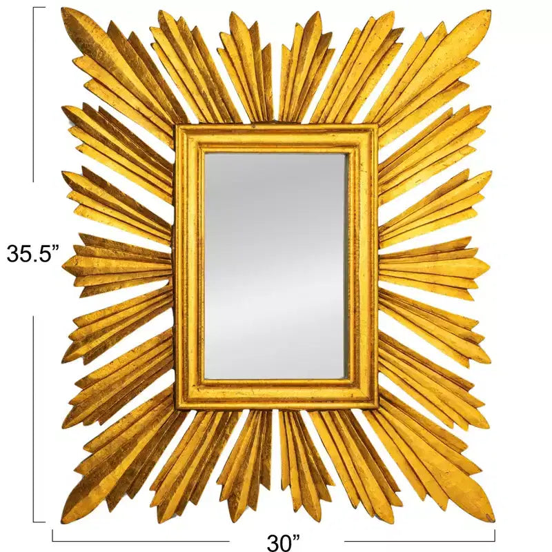 Miroir Mural Rectangulaire Storied Home Sunburst, Doré