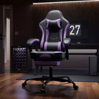 Chaise de jeu, chaise d'ordinateur ergonomique avec repose-pieds et support lombaire massant, chaise de jeu vidéo pivotante et réglable en hauteur