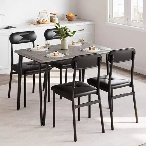 4 Piece Dining Table Set, with 4 Chairs for Small Space