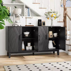 Meuble de Rangement Moderne Sante 55.43'' GDFStudio avec Portes Géométriques et Étagères Réglables