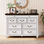 Farmhouse 9 Drawers Dresser for Bedroom, 47 Wide Wood Rustic Chest of 9 Drawers with Metal Handles, Large Storage Dressers Organizer