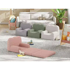 Canapé pour enfants, fauteuil-canapé pour tout-petits 2-en-1 convertible en tissu polaire Teddy, chaise longue pliable douce pour enfants, canapé-lit confortable
