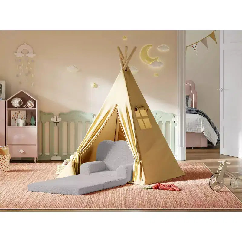 Canapé pour enfants, fauteuil-canapé pour tout-petits 2-en-1 convertible en tissu polaire Teddy, chaise longue pliable douce pour enfants, canapé-lit confortable