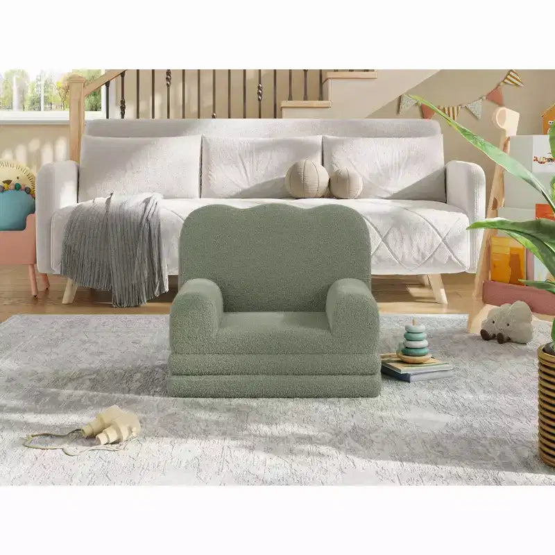 Canapé pour enfants, fauteuil-canapé pour tout-petits 2-en-1 convertible en tissu polaire Teddy, chaise longue pliable douce pour enfants, canapé-lit confortable