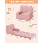 Canapé pour enfants, fauteuil-canapé pour tout-petits 2-en-1 convertible en tissu polaire Teddy, chaise longue pliable douce pour enfants, canapé-lit confortable