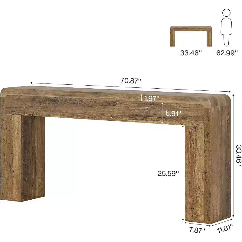 Table console extra longue de 70,9 pouces, table de canapé en bois derrière le canapé, console d'entrée de style ferme pour le salon, le couloir, le foyer