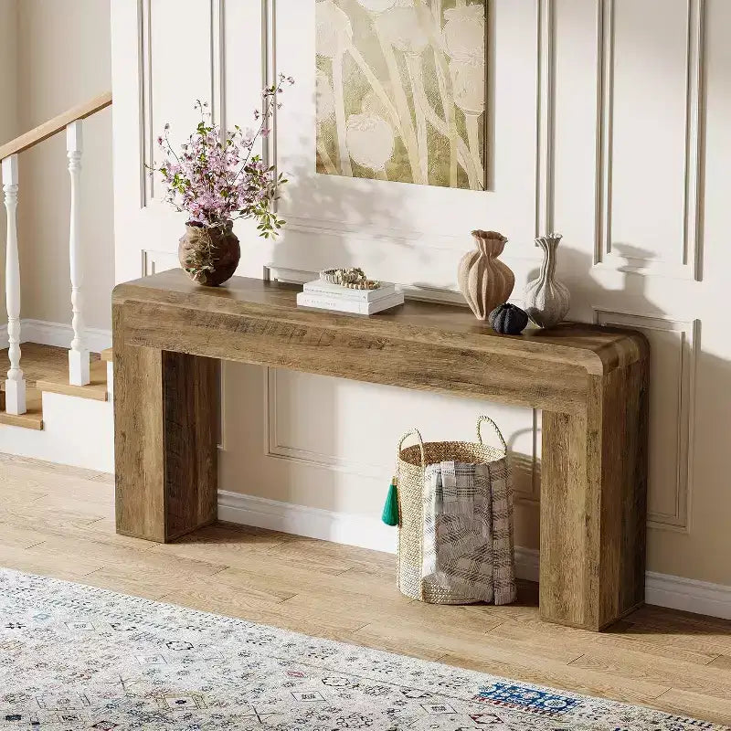 Table console extra longue de 70,9 pouces, table de canapé en bois derrière le canapé, console d'entrée de style ferme pour le salon, le couloir, le foyer