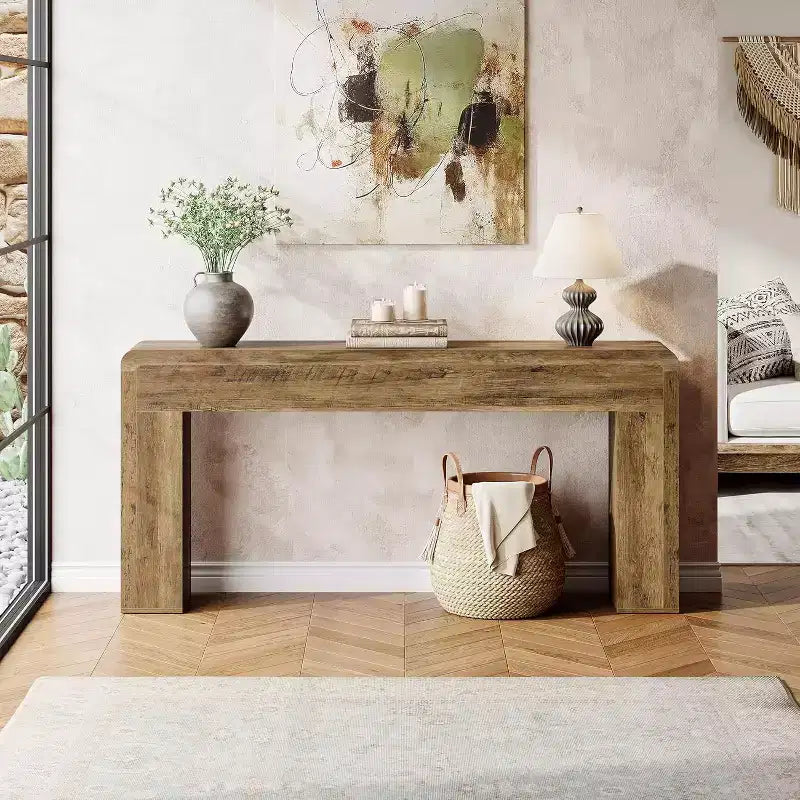 Table console extra longue de 70,9 pouces, table de canapé en bois derrière le canapé, console d'entrée de style ferme pour le salon, le couloir, le foyer
