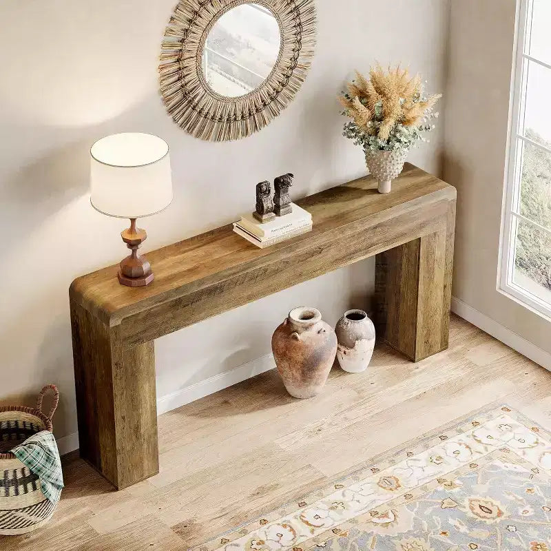 Table console extra longue de 70,9 pouces, table de canapé en bois derrière le canapé, console d'entrée de style ferme pour le salon, le couloir, le foyer