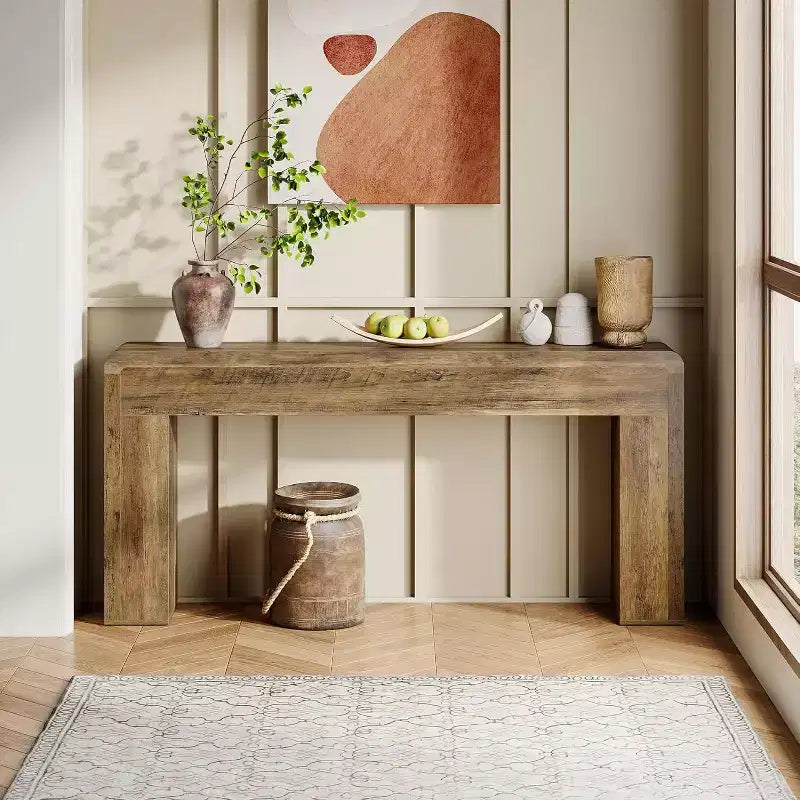 Table console extra longue de 70,9 pouces, table de canapé en bois derrière le canapé, console d'entrée de style ferme pour le salon, le couloir, le foyer