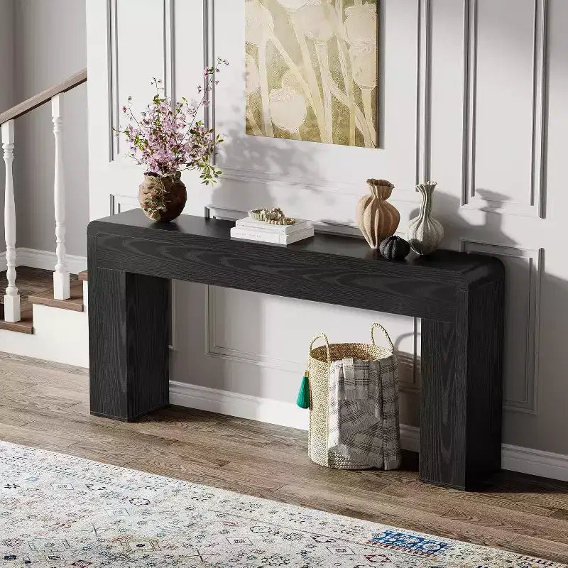 Table console extra longue de 70,9 pouces, table de canapé en bois derrière le canapé, console d'entrée de style ferme pour le salon, le couloir, le foyer