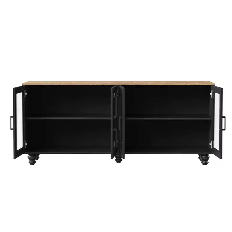 MAYEERTY Meuble TV moderne pour téléviseurs de 100 pouces - Porte en verre cannelé, lumières LED, porte coulissante, 2 tiroirs, blanc