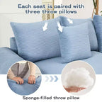 54.3 Canapé modulaire sectionnel Oversized Cloud, accoudoirs extra-épais, coussins à bonne résilience, design ergonomique, tissu velours côtelé doux de qualité supérieure