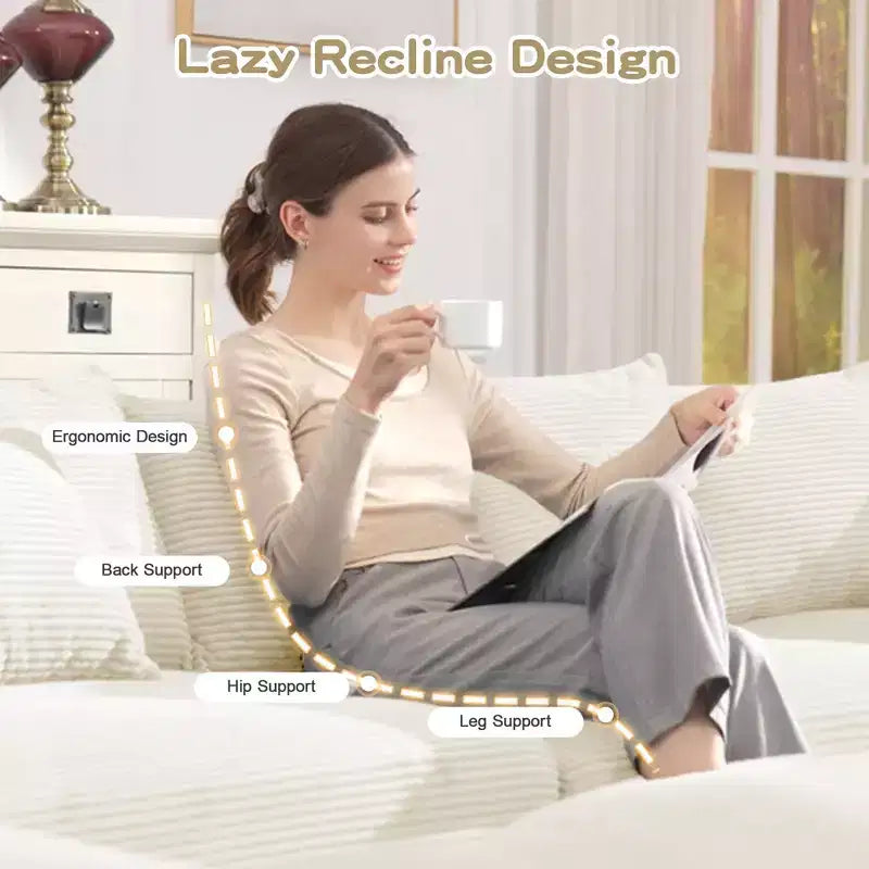 54.3 Canapé modulaire sectionnel Oversized Cloud, accoudoirs extra-épais, coussins à bonne résilience, design ergonomique, tissu velours côtelé doux de qualité supérieure