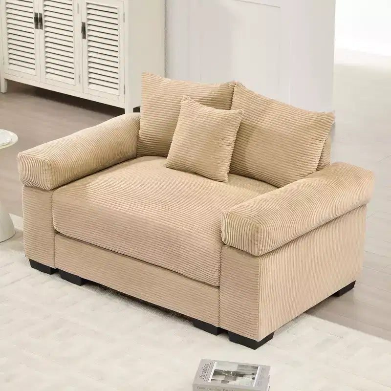 54.3 Canapé modulaire sectionnel Oversized Cloud, accoudoirs extra-épais, coussins à bonne résilience, design ergonomique, tissu velours côtelé doux de qualité supérieure