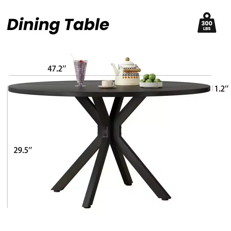 Table à manger ronde de 47 po, table basse moderne du milieu du siècle pour 4 à 6 personnes