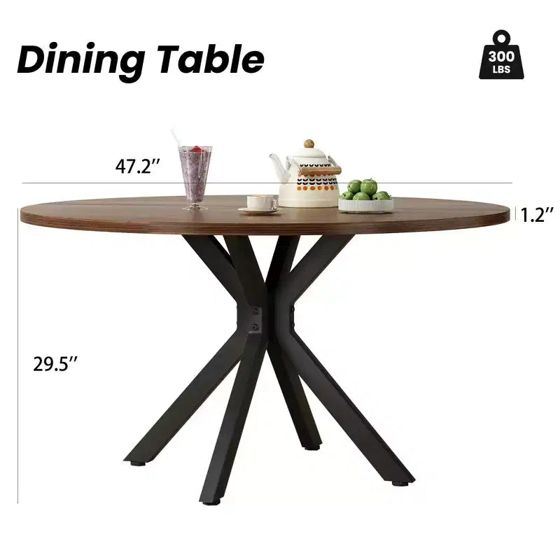 Table à manger ronde de 47 po, table basse moderne du milieu du siècle pour 4 à 6 personnes