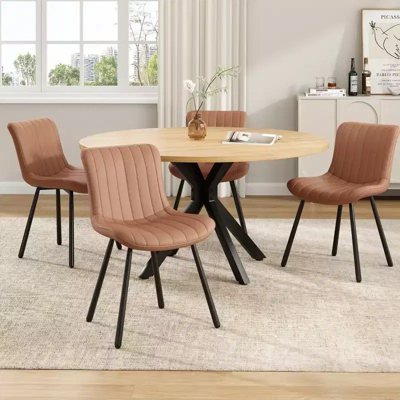 Table à manger ronde de 47 po, table basse moderne du milieu du siècle pour 4 à 6 personnes