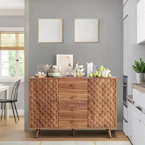 47'' Sideboard Buffet Cabinet, Coffee Bar Cabinet with 4 Drawers & Adjustable Shelves, Entryway Console Table, Kitchen Pantry Storage Cabinet